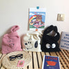 Plush Shoulder Bag Winter Cartoon Handbags Cute Face Embroidery  Hand Bag  Women Solid Color Ladies Bag Tote  28*30cm Small Bag
