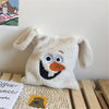 Plush Shoulder Bag Winter Cartoon Handbags Cute Face Embroidery  Hand Bag  Women Solid Color Ladies Bag Tote  28*30cm Small Bag