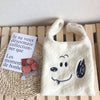 Plush Shoulder Bag Winter Cartoon Handbags Cute Face Embroidery  Hand Bag  Women Solid Color Ladies Bag Tote  28*30cm Small Bag